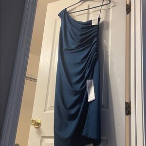 Dress the Population Teal One Shoulder Dress